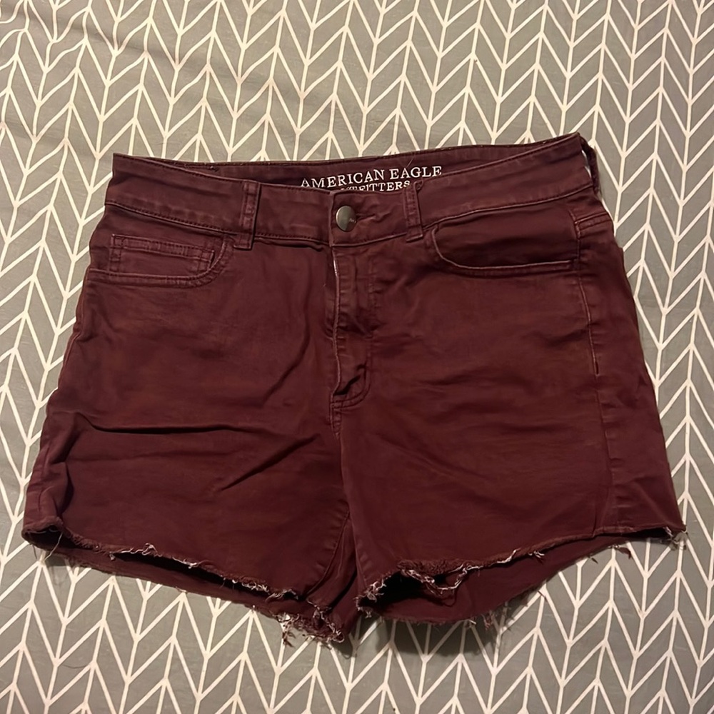 American Eagle Burgundy High Rise Shorts